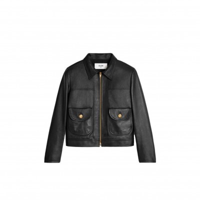 CELINE LEATHER JACKETS WOMEN'S BLACK 2EF36305Q-38NO CELINE LEATHER JACKETS WOMEN'S BLACK 2EF36305Q-38NO